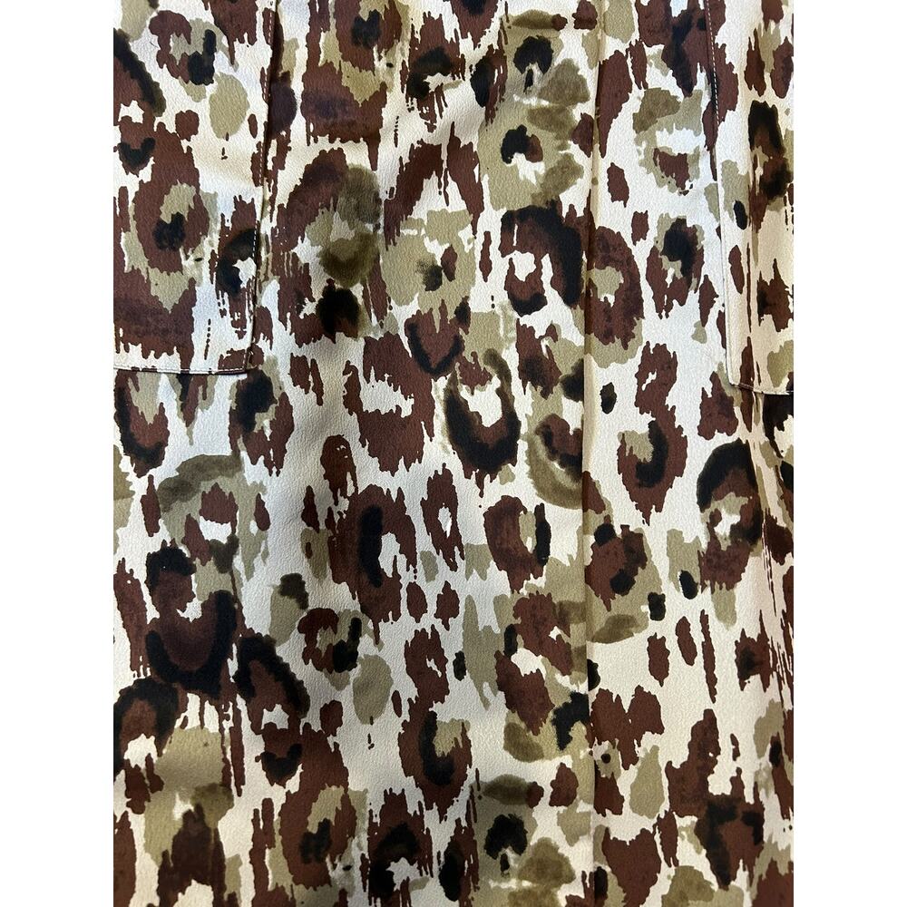 NWT J.CREW Brown Green Leopard Animal Camo Print Surplice Neck Wrap Dress SMALL - Picture 3 of 10